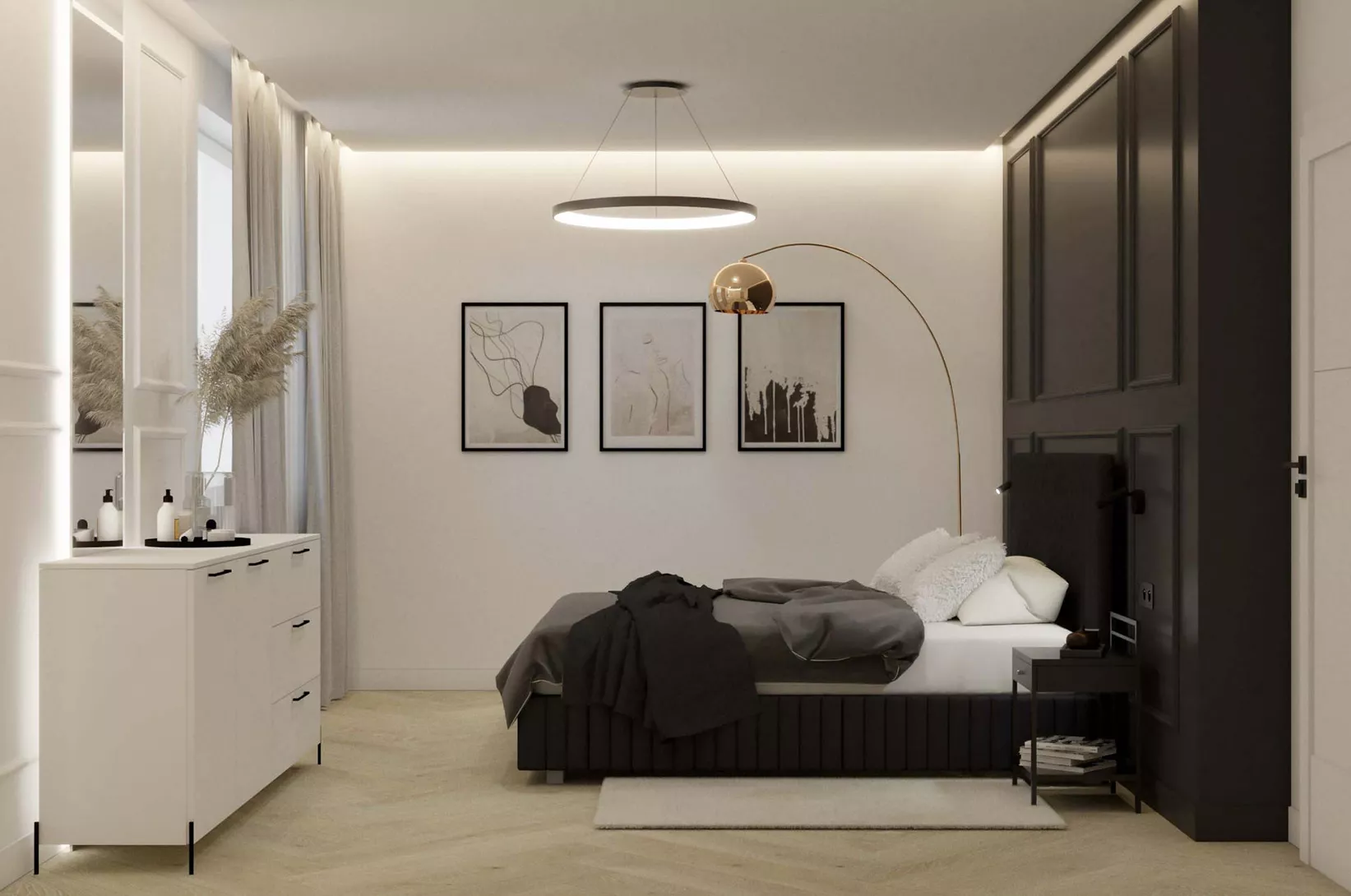 Sypialnia czarno-złota, czyli połączenie odwagi i elegancji 
