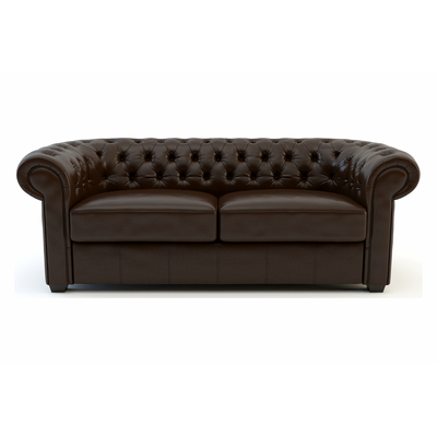 

Salony Agata Sofa ze skóry w stylu chesterfield brązowa MANCHESTER