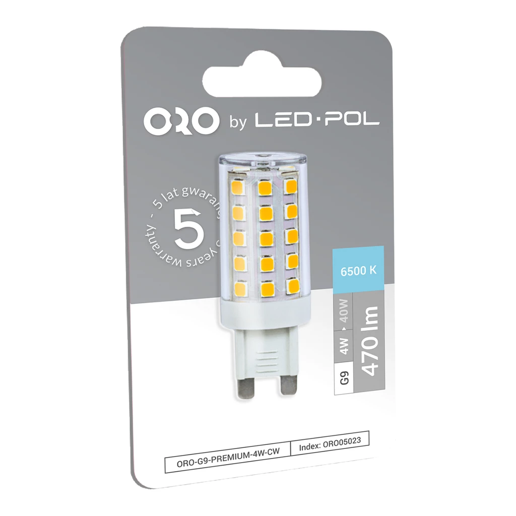 Żarówka LED G9 4W barwa zimna ORO-G9-PREMIUM-4W