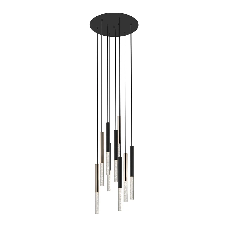 Lampa wisząca LED 9-punktowa czarno-złota ONE