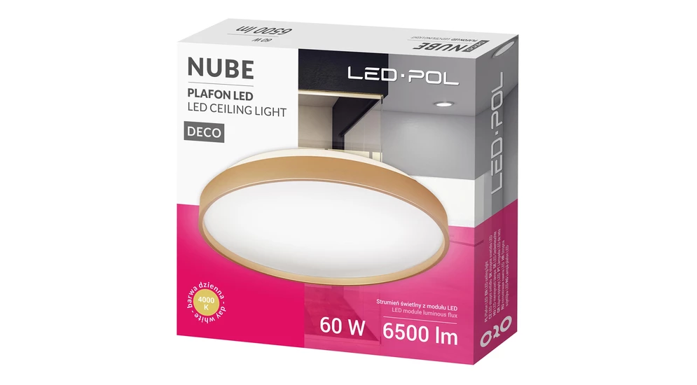 Plafon LED 60W złoty ORO NUBE