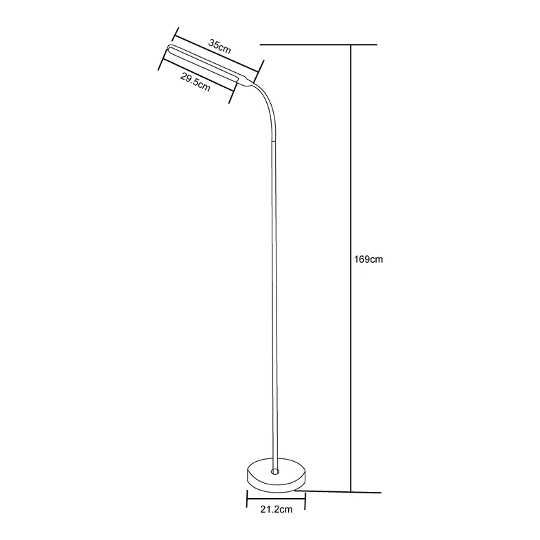 Lampa podłogowa LED minimalistyczna, biała - wymiary.