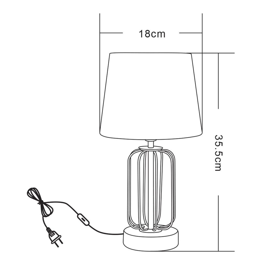 Czarna lampa stołowa z abażurem - wymiary.