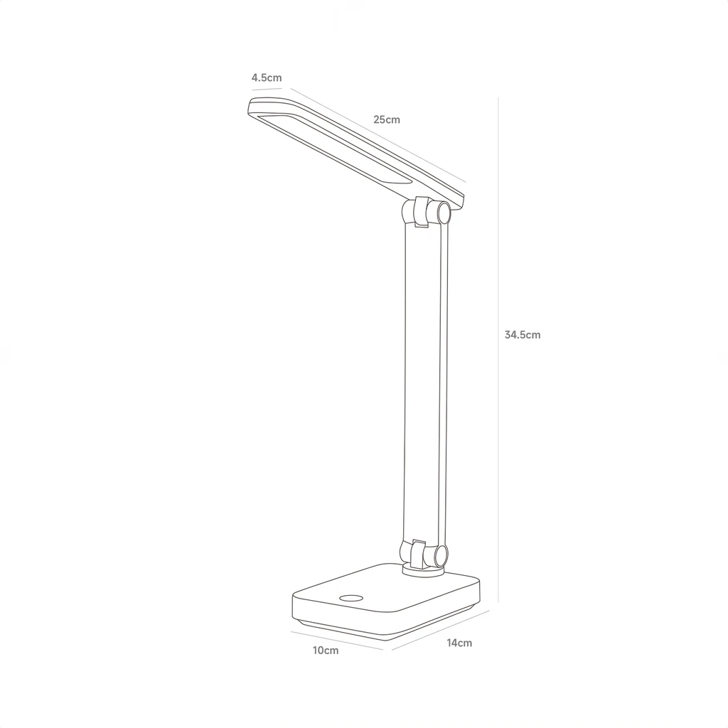 Lampa biurkowa LED 8W biała ładowana na USB - wymiary.