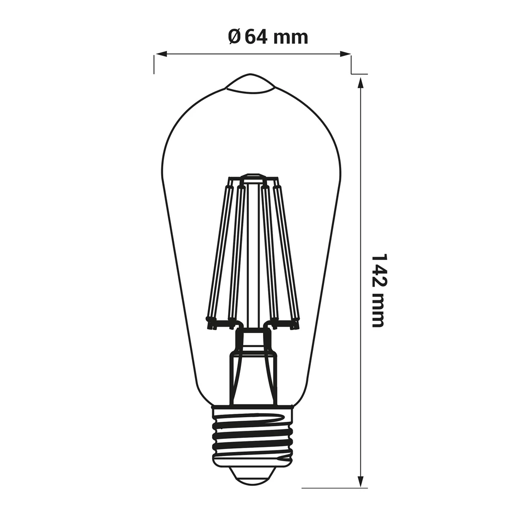 Żarówka ozdobna retro LED E27 1,3W barwa ciepła ORO-E27-ST64-FL-AMBER-1,3W-WW