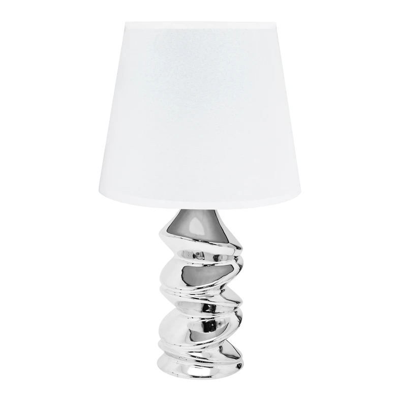 Lampa stołowa ceramiczna twist srebrna, 38 cm