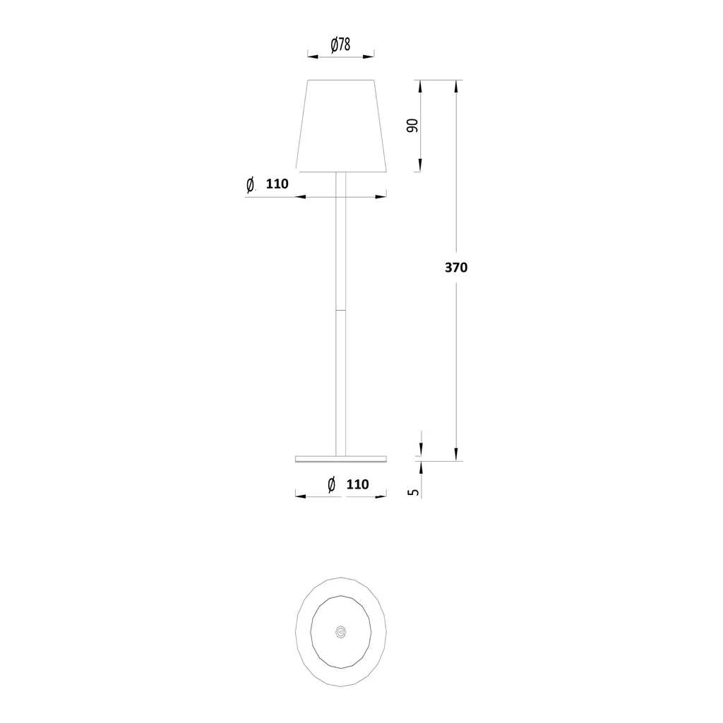 Lampa stołowa LED IP54 biała EURIA - wymiary.