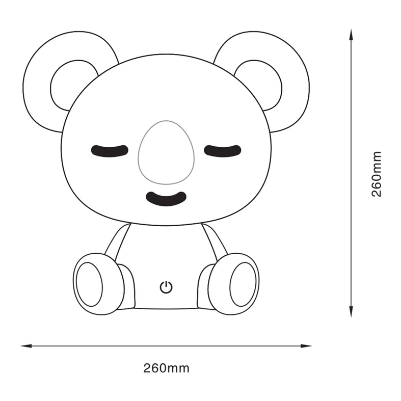 Lampka nocna KOALA LED w szarym kolorze z 3 stopniami przyciemniania.