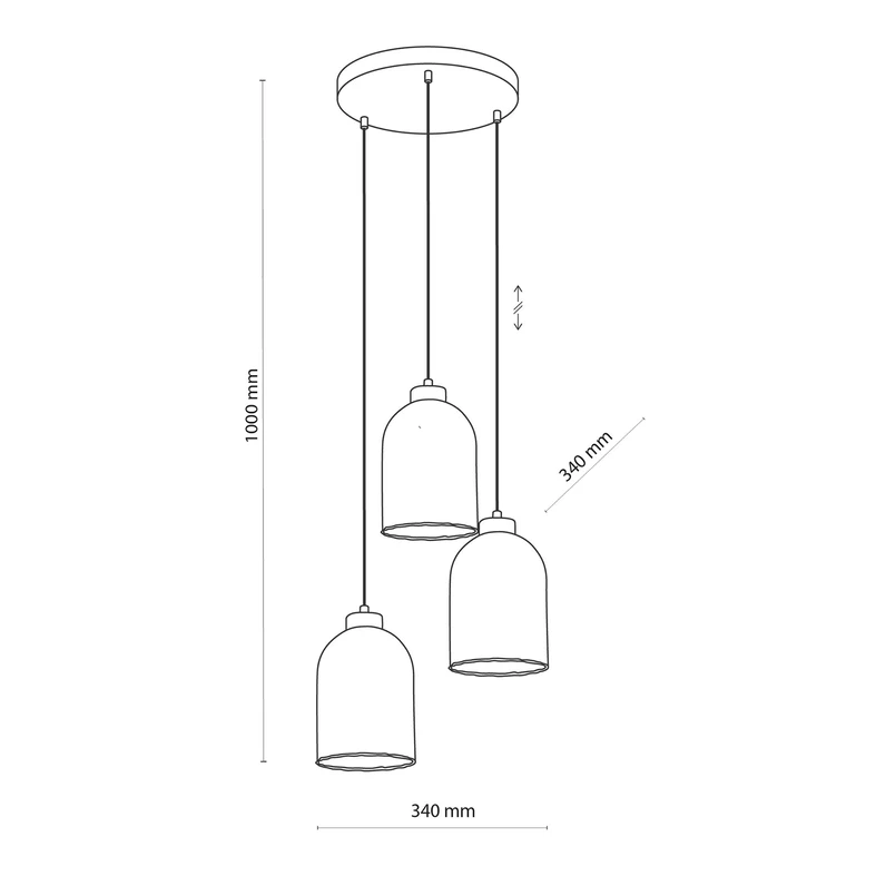 Lampa wisząca 3 klosze bursztyn SATIPO