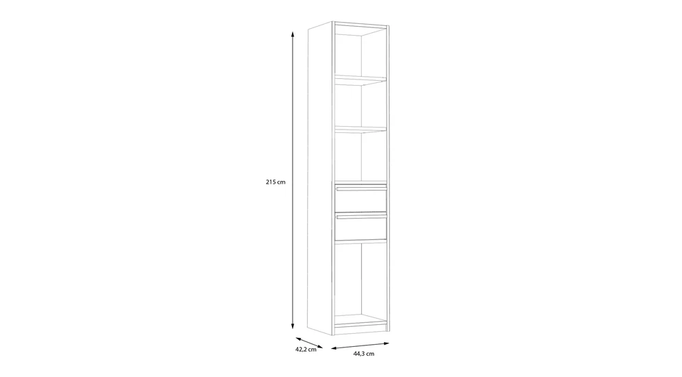 Regał z półkami i szufladami S-ROOM 44,4 cm