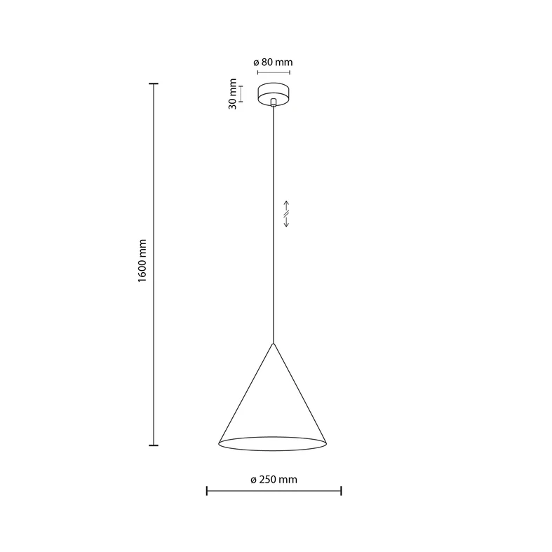 Lampa wisząca geometryczna pomarańczowa CONO - wymiary.