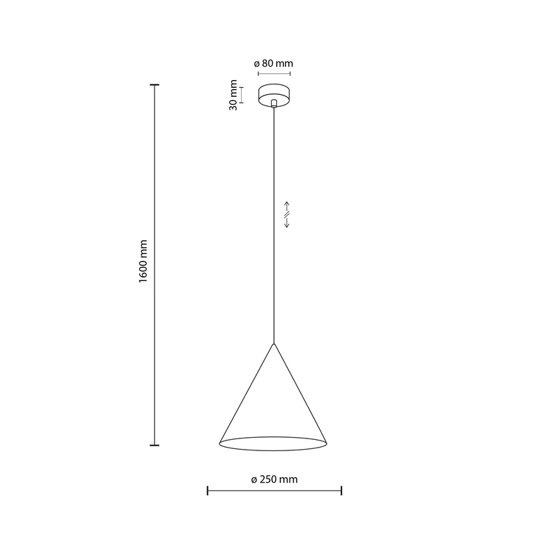 Lampa wisząca geometryczna miętowa CONO - wymiary.