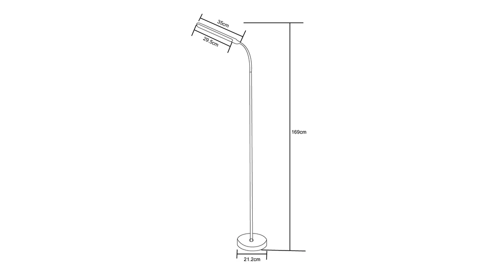 Lampa podłogowa LED, minimalistyczna czarna - wymiary.