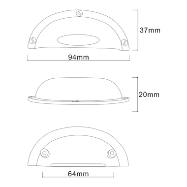 Uchwyt PORTO MUSZLA 9,4 cm czarny