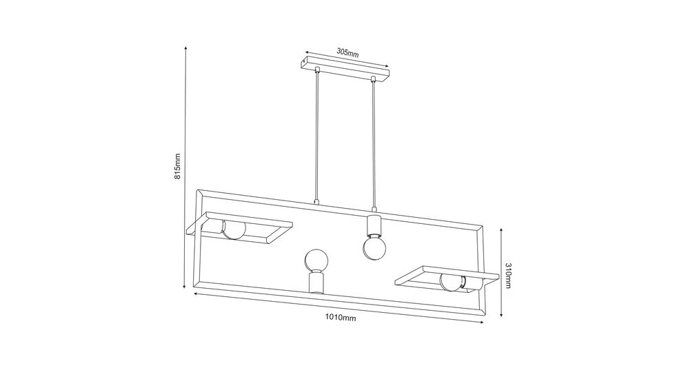 Lampa wisząca 3 ramki czarno-złota BELFORT - wymiary.