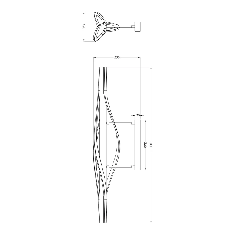 Lampa sufitowa LED drewniana czarna BAEZ - wymiary.