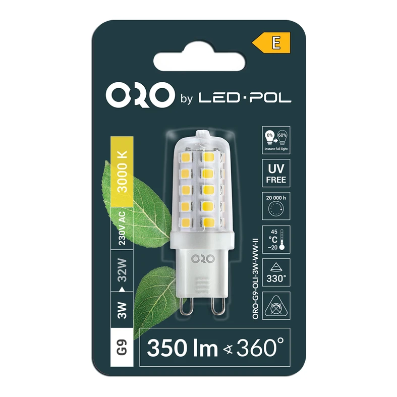 Żarówka LED ORO-G9-OLI-3W-WW-II barwa ciepła