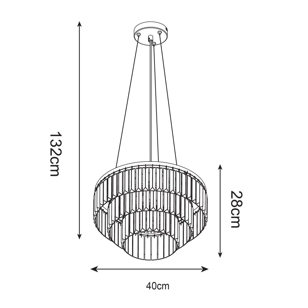 Lampa wisząca glamour złota TIFANNY - wymiary.