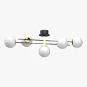 Lampa sufitowa 5 kloszy kule czarno-złota SATELIT V