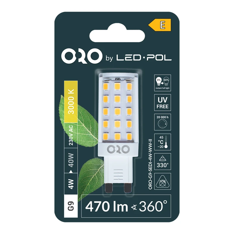 Żarówka LED G9 4W barwa ciepła ORO-G9-SEDI-4W-WW-II