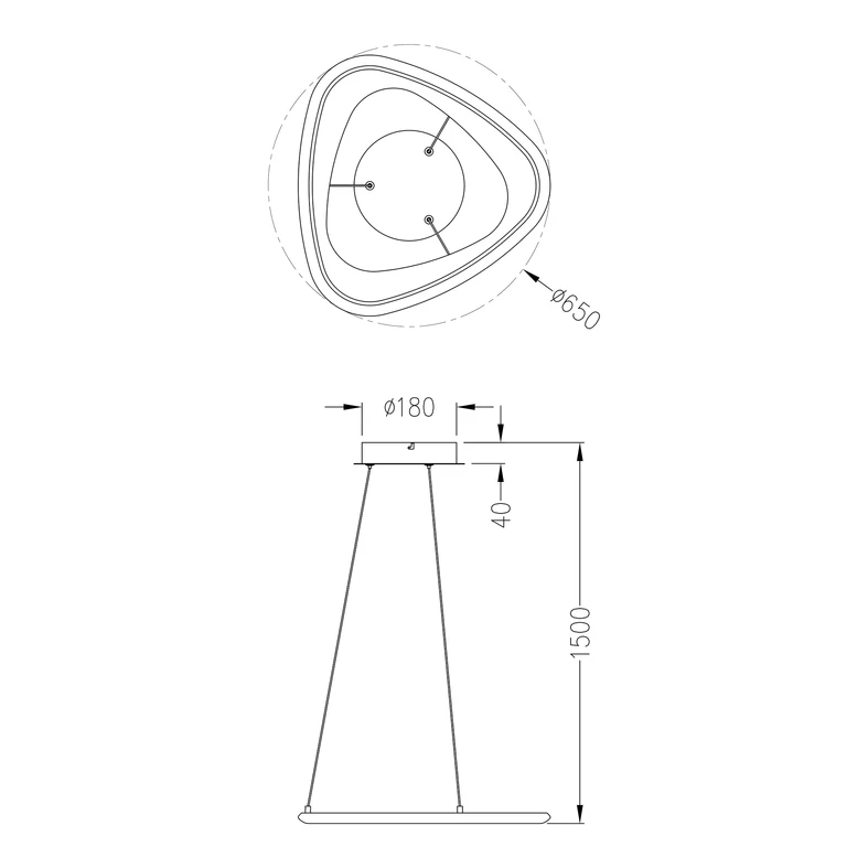 Lampa wisząca LED chromowana czarna GETAFE 65 cm - wymiana.