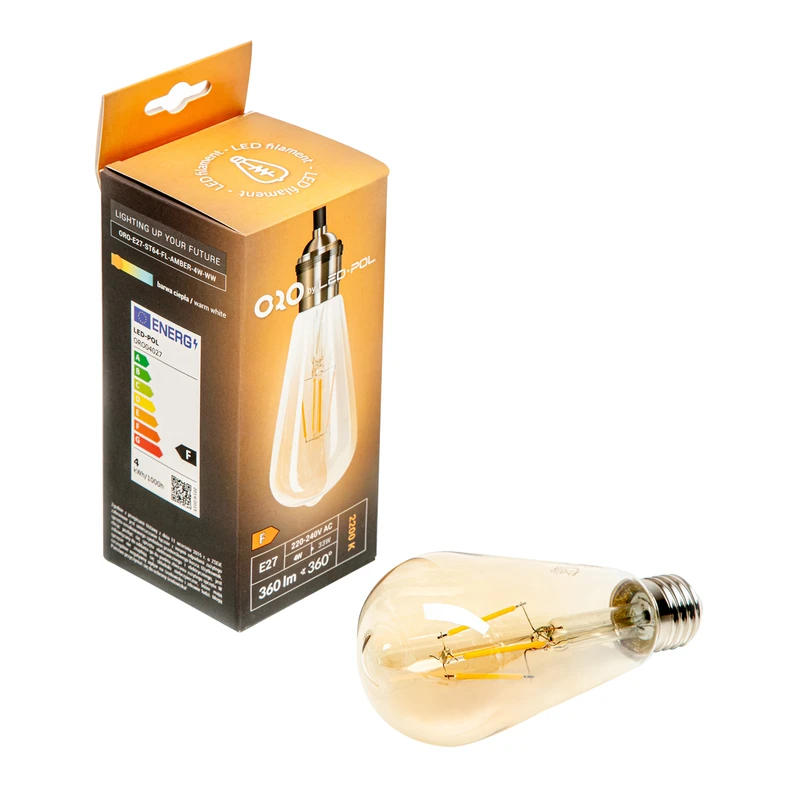 Żarówka ozdobna retro LED E27 4W barwa ciepła ORO-E27-ST64-FL-AMBER-4W