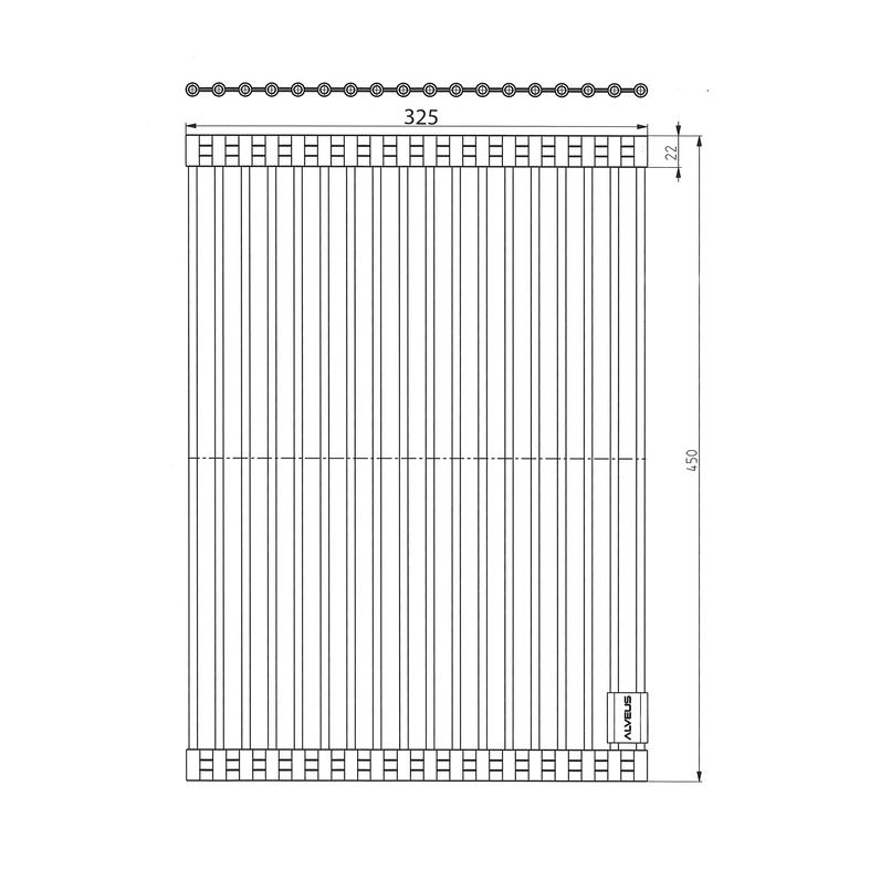 Rollmata do zlewozmywaka czarna inox ALVEUS ALLROUND 45x32,5 cm - wymiary.