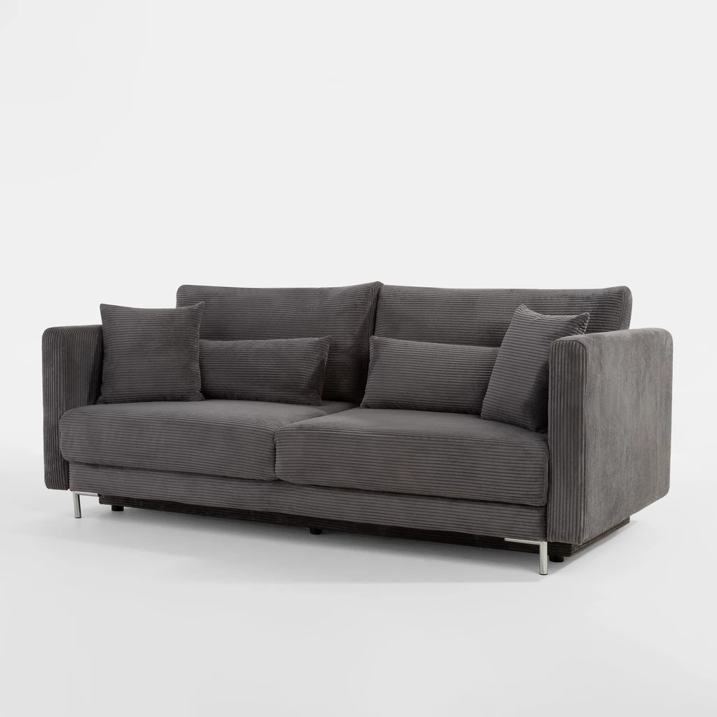 Sofa 3-osobowa sztruksowa szara RICO NEW