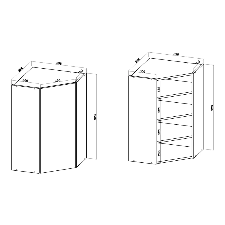 Szafka górna narożna wysoka BASIC PLUS BP/G60NW-92 dąb craft złoty