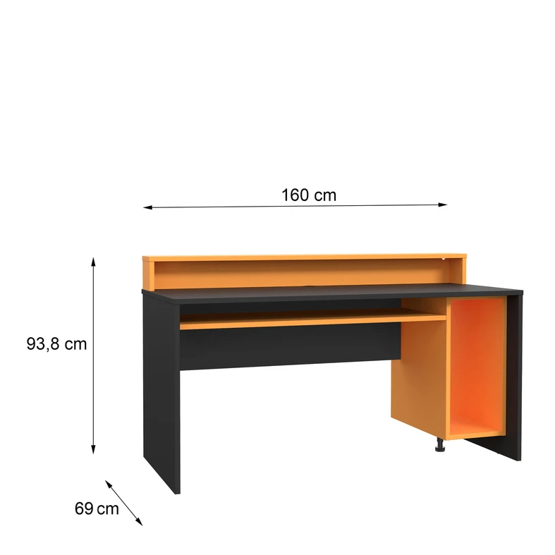 Biurko gamingowe TEZAUR pomarańczowe