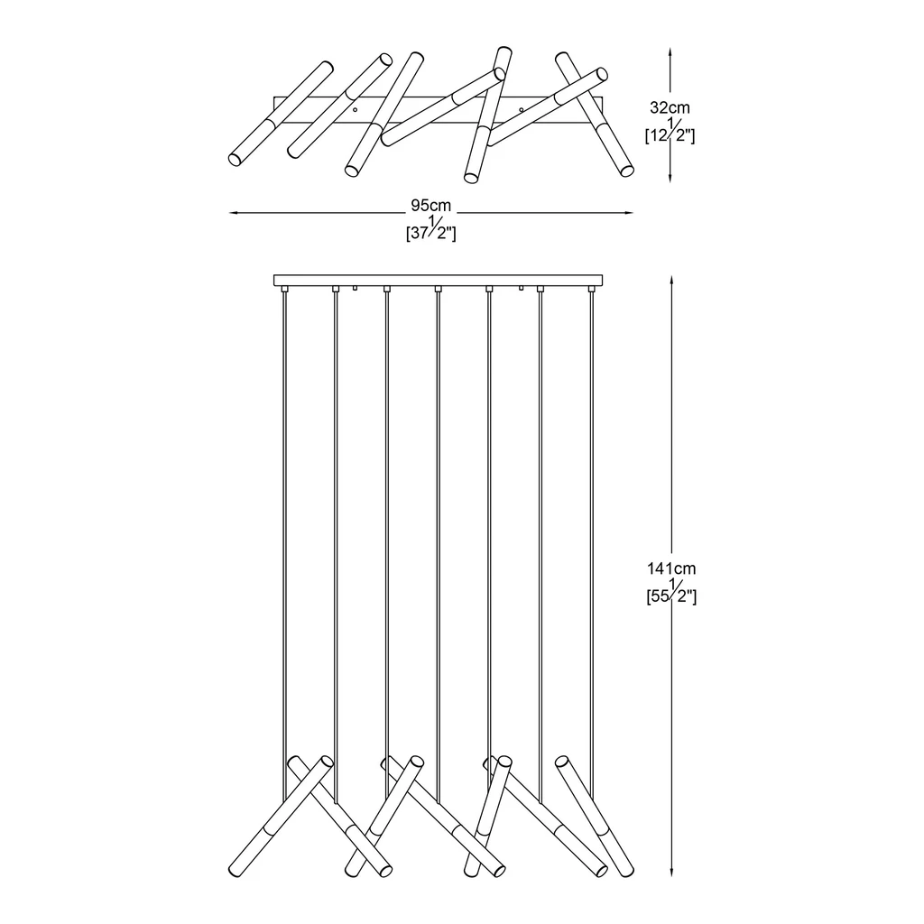 Lampa wisząca LED 7-punktowa czarno-złota LOYA