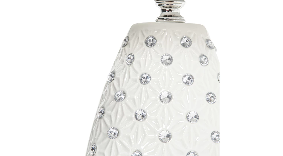 Lampa stołowa ceramiczna glamour biała 41 cm