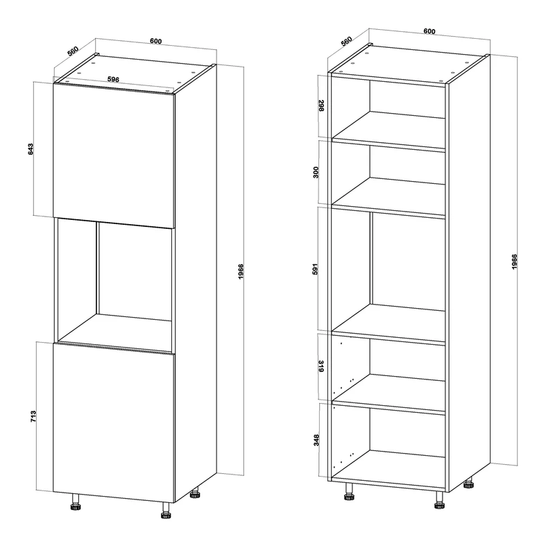 Szafka wysoka pod piekarnik BASIC PLUS BP/D60SP dąb craft złoty