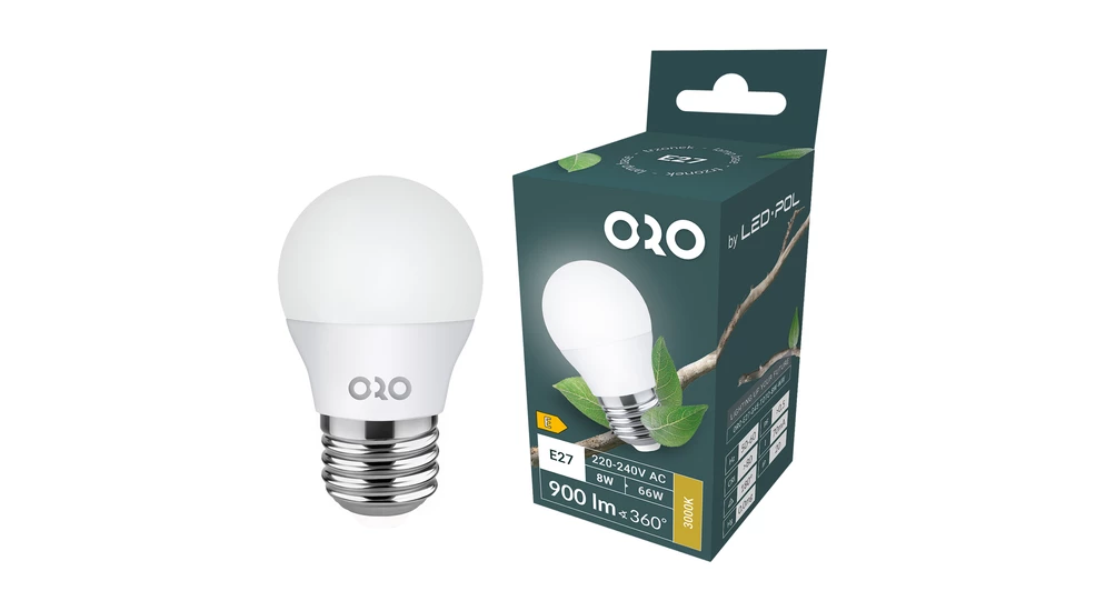 Żarówka LED E27 8W barwa ciepła ORO-E27-G45-TOTO-8W-WW