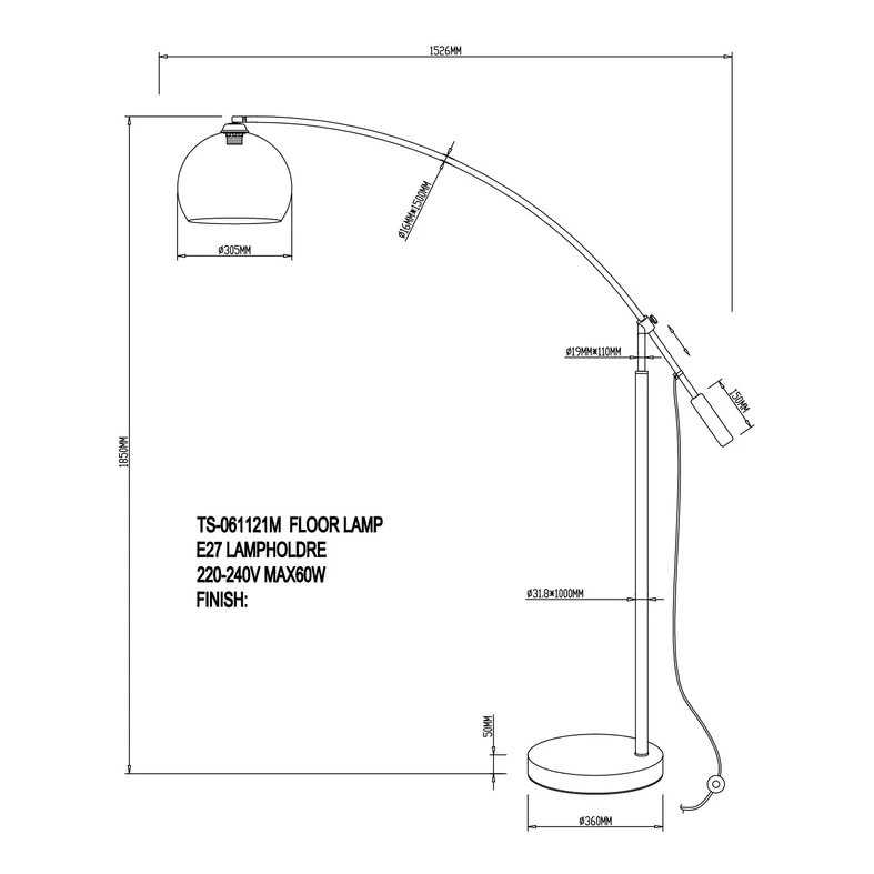 Lampa podłogowa do salonu łukowa chrom MANHATTAN