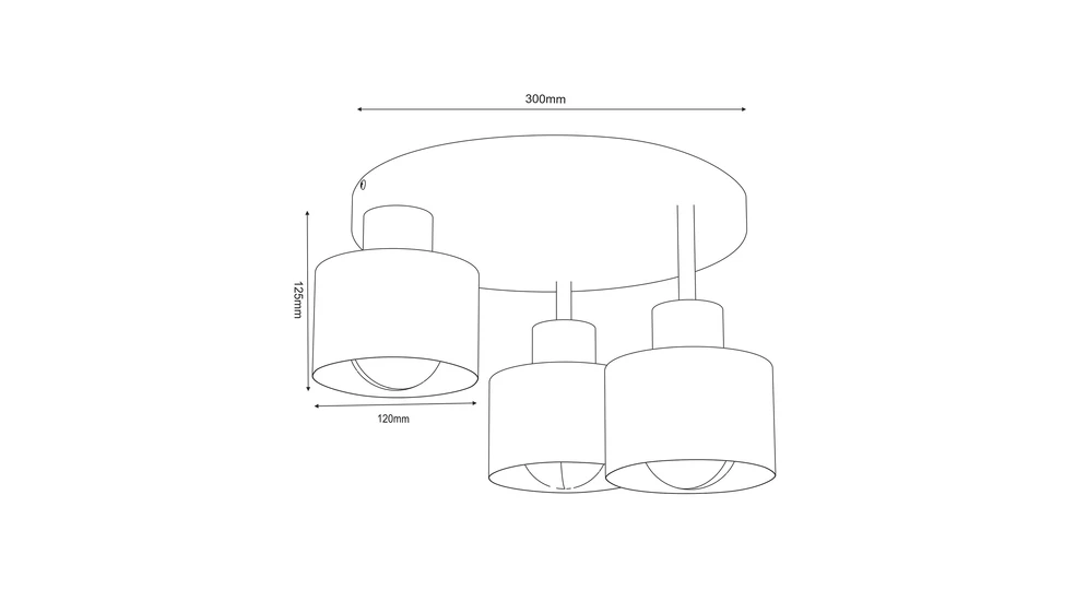 Lampa wisząca czarno-złota PARKLA DREK III - wymiary.