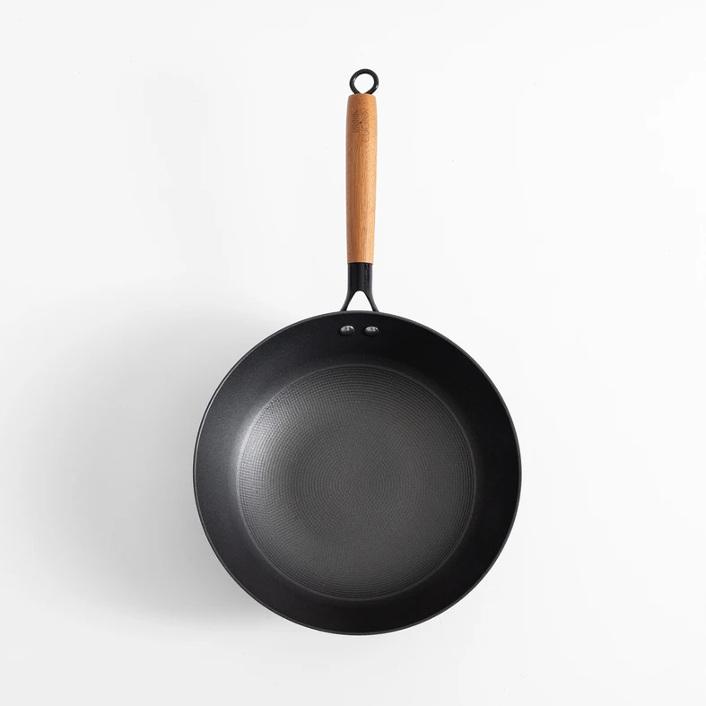 Wok żeliwny czarny FERRO 30 cm