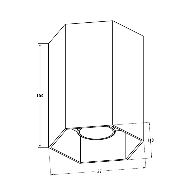 Reflektor natynkowy o geometrycznym kształcie kolor aluminium POLYGON CL 1L