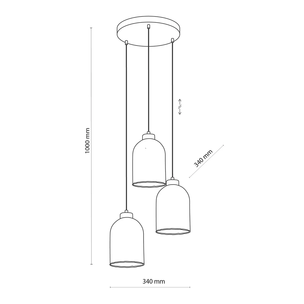 Lampa wisząca 3 klosze bursztyn SATIPO