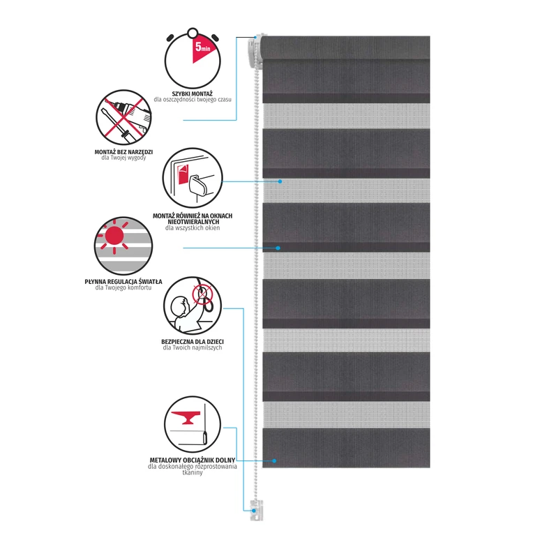 Roleta DZIEŃ NOC 50x140 cm