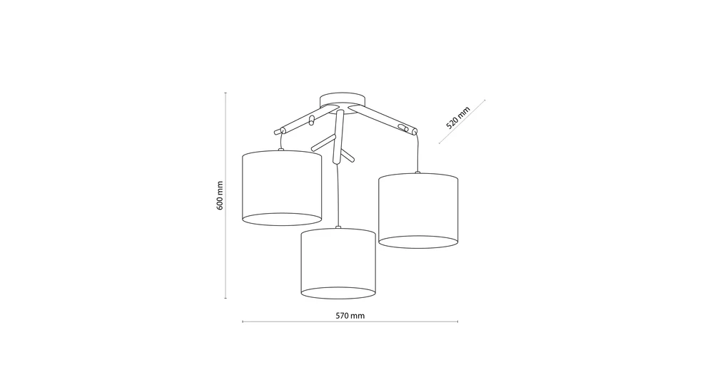 Lampa wisząca szara ALBERO LINEN III - wymiary.