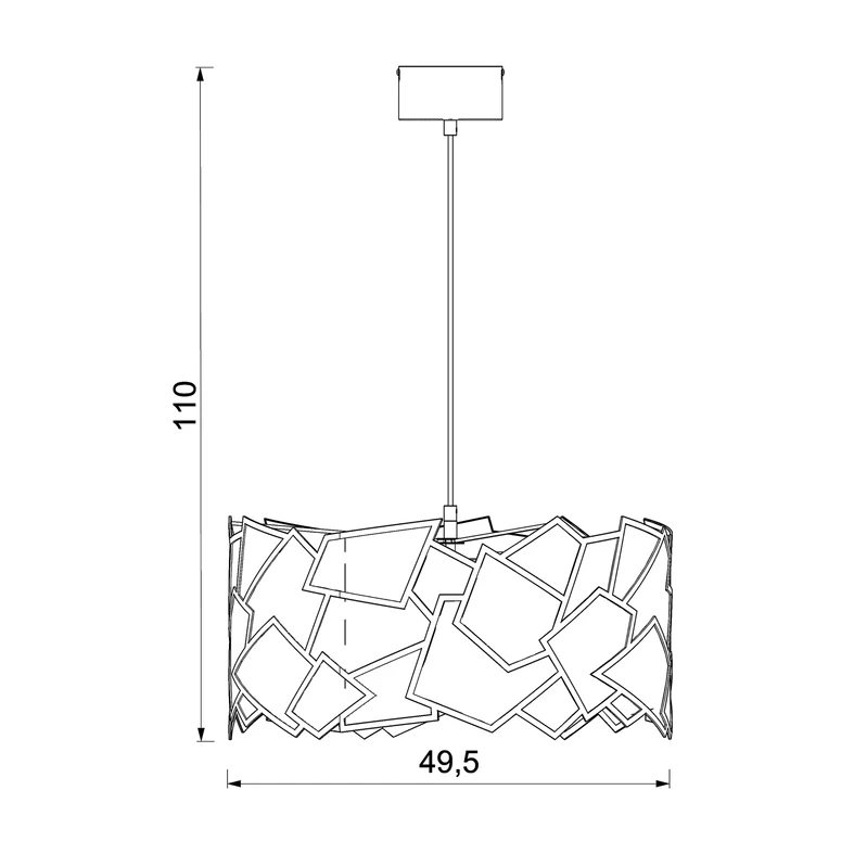 Lampa wisząca tytanowe złoto CAMO III - wymiary.