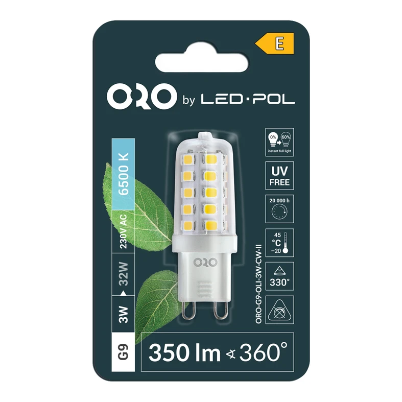 Żarówka LED G9 3W barwa zimna ORO-G9-OLI-3W-CW-II