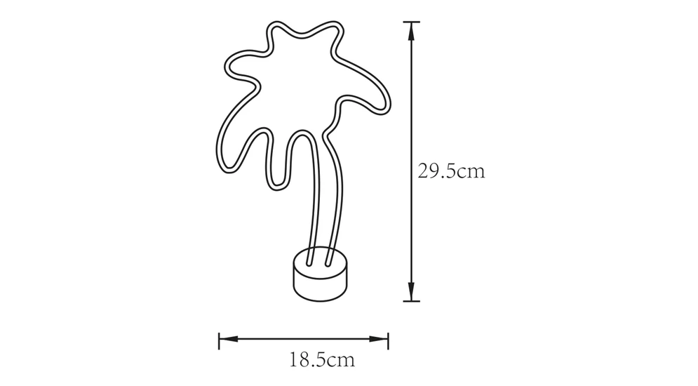 Lampa dekoracyjna LED PALM TREE - wymiary.