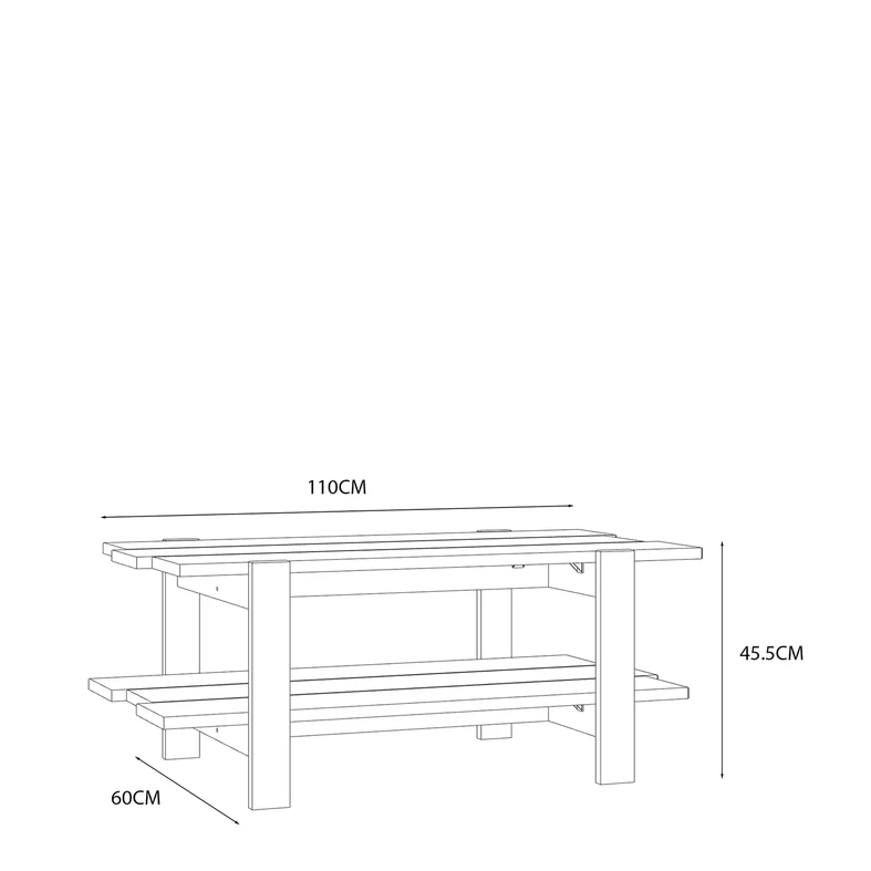 Stolik kawowy z półką COFFEE TABLES dąb artisan 