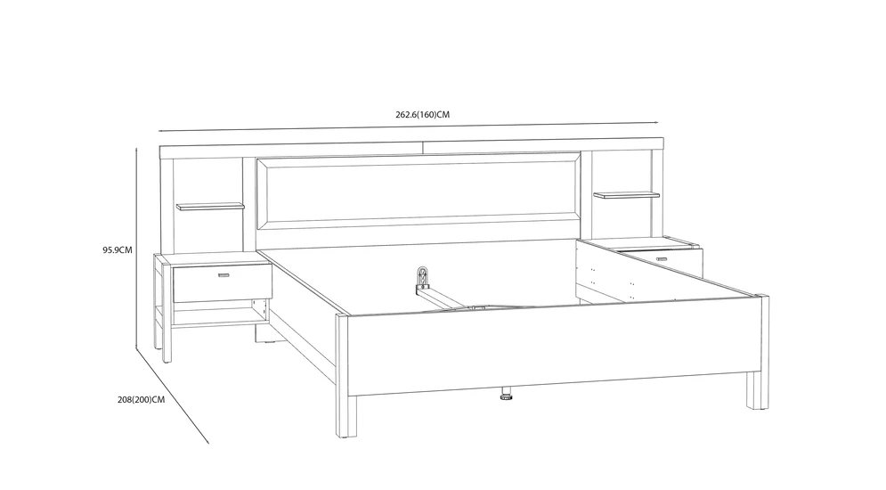 Łóżko z szafkami nocnymi HOYVIK 160x200 2S