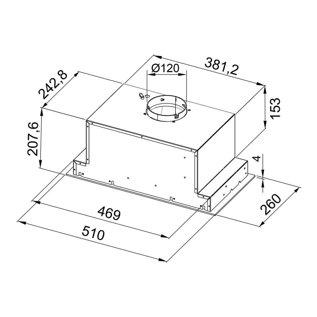 Korpus QUBIK 60x98,5 dębowy z czarnym okapem OKPZH18EF