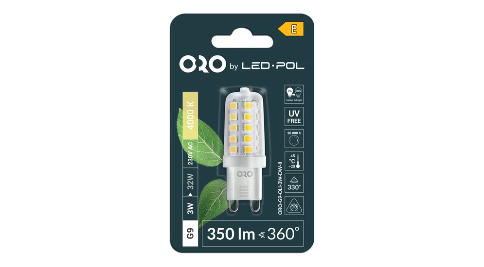 Żarówka LED G9 3W barwa neutralna ORO-G9-OLI-3W-DW-II