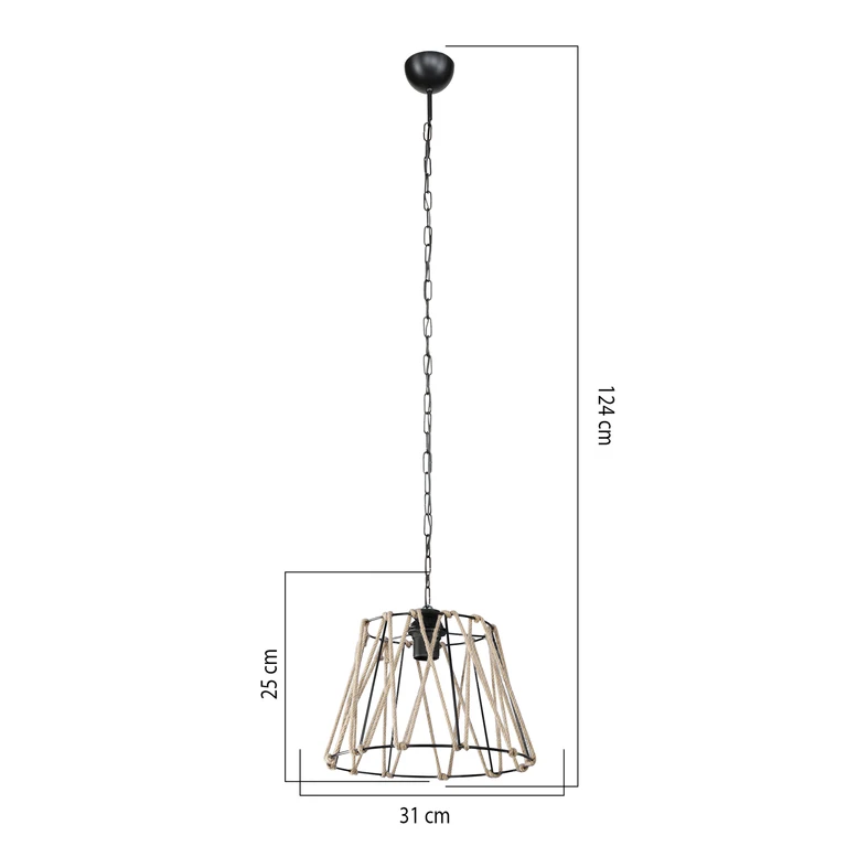 Lampa wisząca z jutowym abażurem EVREN 30 cm