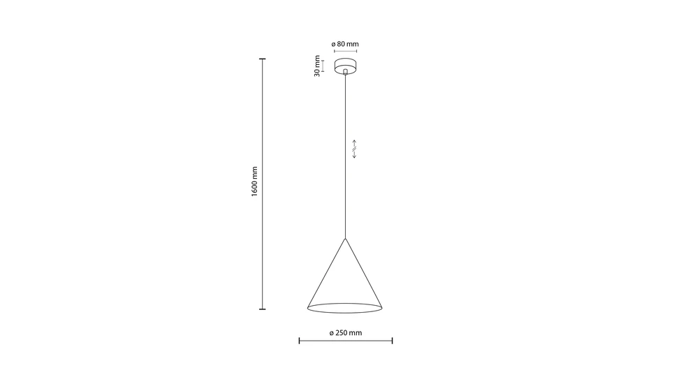 Lampa wisząca geometryczna miętowa CONO - wymiary.